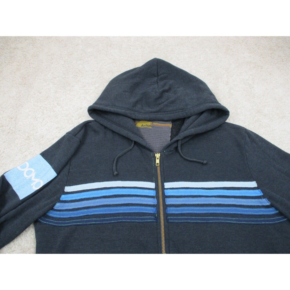 Aviator Nation 5 Stripe Hoodie Mens Large L Full Zip Fleece Blue Rainbow USA - Picture 3 of 16